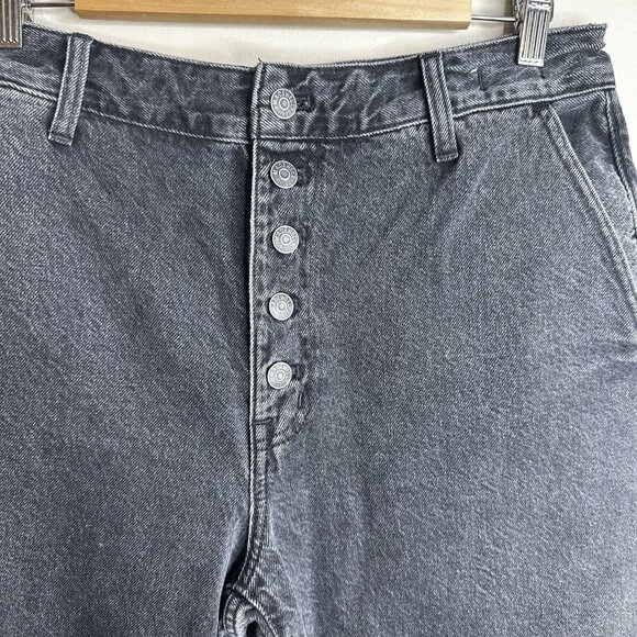 Madewell Curvy Super Wide Leg Jeans Women's 30 Black Denim Button Fly Flare Y2K - Picture 5 of 15